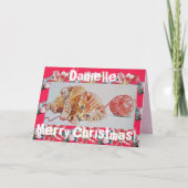 Cute Ginger Tabby Cat Plays Wool-kerstkaart Kaart (Voorkant)