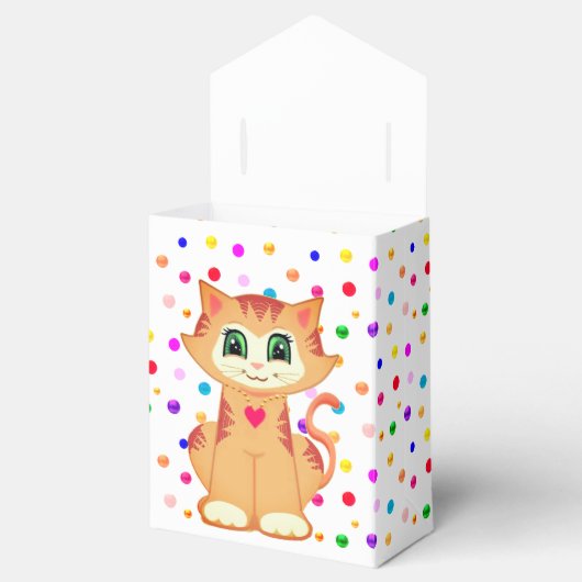 Cute Ginger Tabby Kitty Cat & Confetti Hartelijk d Bedankdoosjes (Geopend)