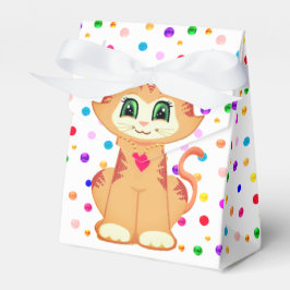 Cute Ginger Tabby Kitty Cat & Confetti Hartelijk d Bedankdoosjes