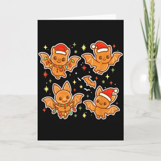 Cute Gingerbread Bats Soky Christmas Cookie Graphi Kaart (Voorkant)