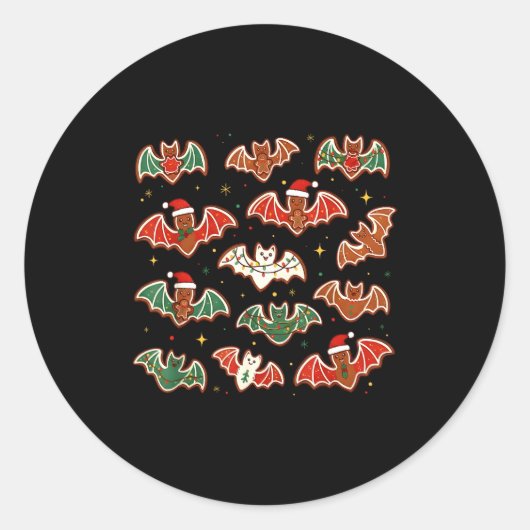 Cute Gingerbread Bats Soky Christmas Cookie Merry  Ronde Sticker (Voorkant)