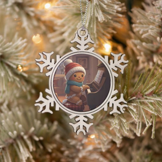 cute gingerbread boy Snowflake Framed Ornament (Boom)