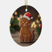 Cute Gingerbread Cat Cookie Christmas  Keramisch Ornament (Rechts)