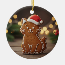 Cute Gingerbread Cat Cookie Christmas  Keramisch Ornament
