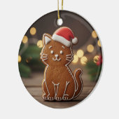 Cute Gingerbread Cat Cookie Christmas  Keramisch Ornament (Links)