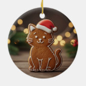 Cute Gingerbread Cat Cookie Christmas  Keramisch Ornament (Achterkant)