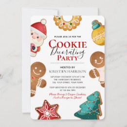Cute Gingerbread Christmas Cookie Decorating Party Kaart
