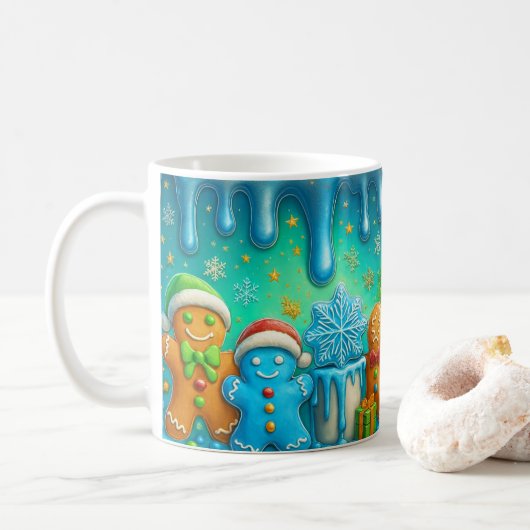 Cute Gingerbread Christmas Mug Wrap Koffiemok (Met donut)