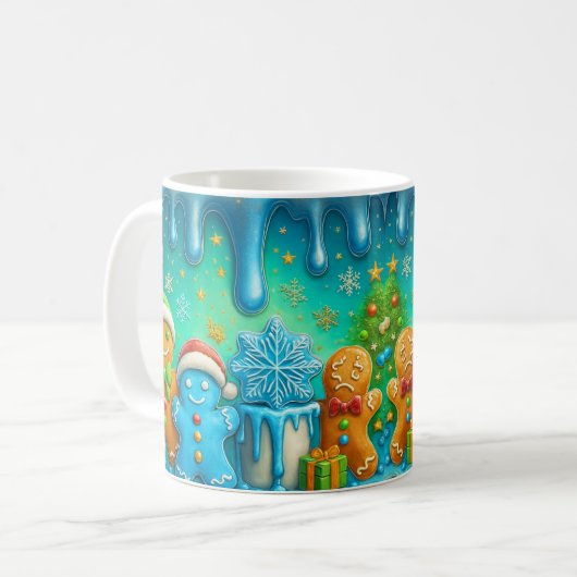 Cute Gingerbread Christmas Mug Wrap Koffiemok (Voorkant links)