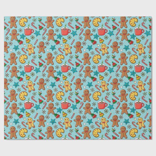 Cute Gingerbread Christmas Pattern Cadeaupapier (Vlak)
