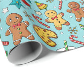 Cute Gingerbread Christmas Pattern Cadeaupapier (Rol Hoek)