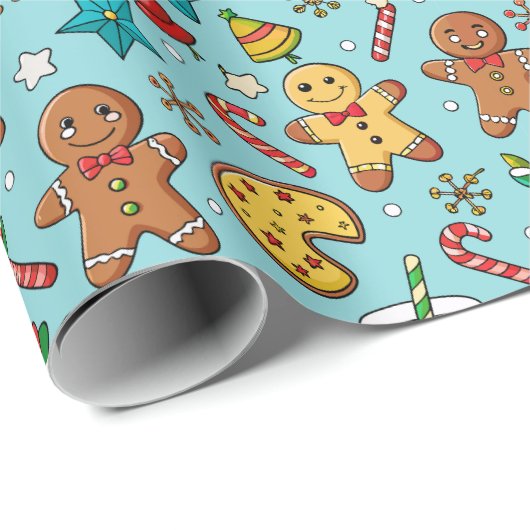 Cute Gingerbread Christmas Pattern Cadeaupapier (Rol Hoek)