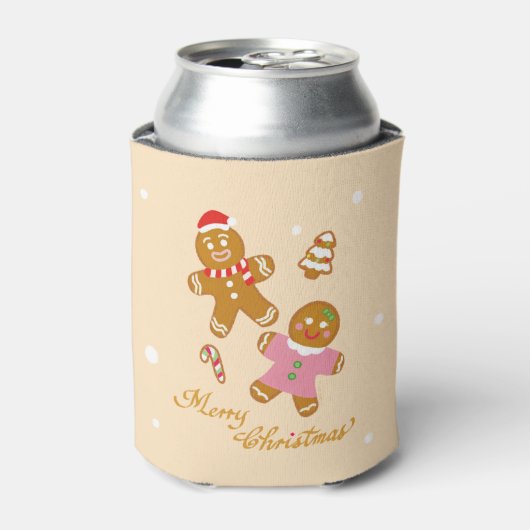 Cute Gingerbread Christmas Personalized Can Cooler (Blikje Voorkant)