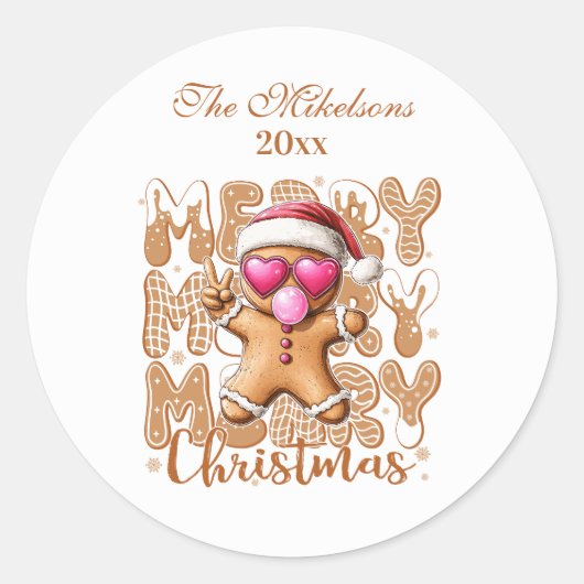 Cute Gingerbread  Christmas  Ronde Sticker (Voorkant)