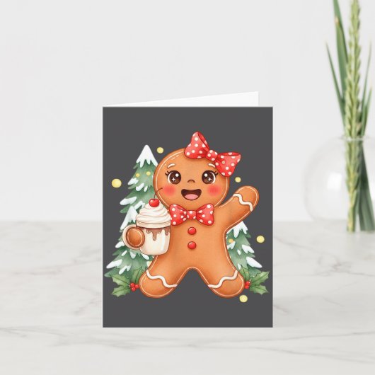 Cute Gingerbread Christmas Snow Xmas For Men Women Kaart (Voorkant)