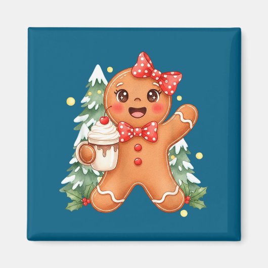 Cute Gingerbread Christmas Snow Xmas For Men Women Magneet (Voorkant)