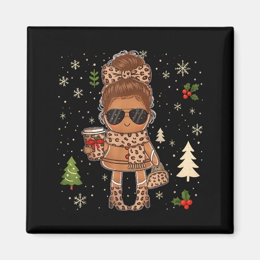 Cute Gingerbread Christmas Snow Xmas For Men Women Magneet (Voorkant)