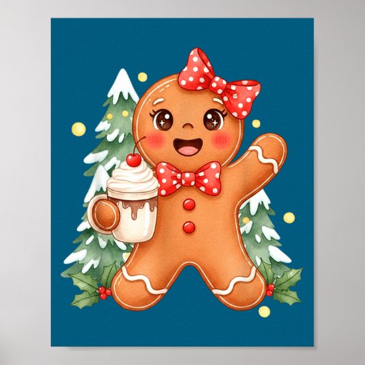 Cute Gingerbread Christmas Snow Xmas For Men Women Poster (Voorkant)