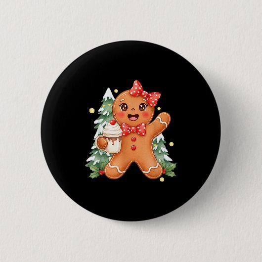 Cute Gingerbread Christmas Snow Xmas For Men Women Ronde Button 5,7 Cm (Voorkant)