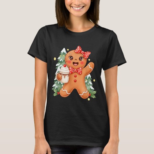 Cute Gingerbread Christmas Snow Xmas For Men Women T-shirt (Voorkant)