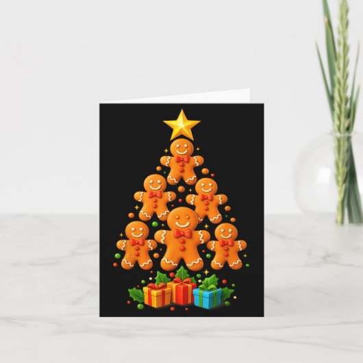 Cute Gingerbread Christmas Tree Holiday Funny Xmas Kaart (Voorkant)