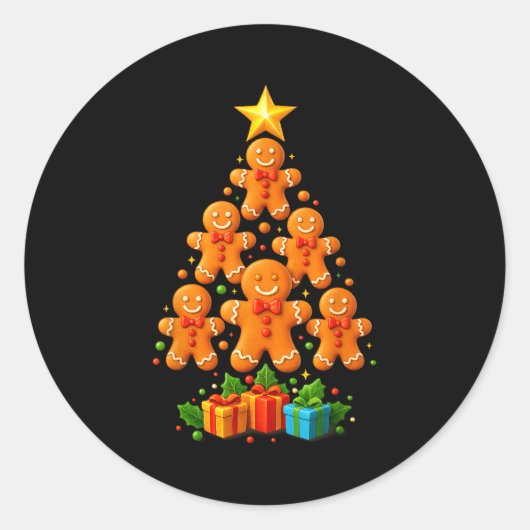 Cute Gingerbread Christmas Tree Holiday Funny Xmas Ronde Sticker (Voorkant)
