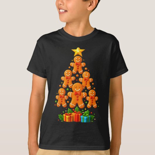 Cute Gingerbread Christmas Tree Holiday Funny Xmas T-shirt (Voorkant)