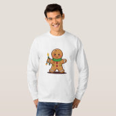 Cute Gingerbread Cookie Holding Christmas Light T-shirt (Voorkant volledig)