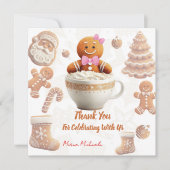 Cute Gingerbread Cookie kids party Bedankkaart (Voorkant)