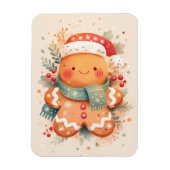 Cute Gingerbread Cookie Wearing Santa Hat Magneet (Verticaal)
