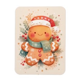 Cute Gingerbread Cookie Wearing Santa Hat Magneet