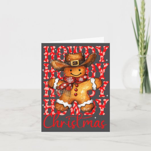 Cute Gingerbread Cowboy Howdy Christmas Girls Wome Kaart (Voorkant)