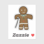 Cute Gingerbread for Book and Gift Custom Cut   Sticker (Vel)
