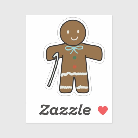 Cute Gingerbread for Book and Gift Custom Cut Sticker (Vel)