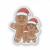 Cute Gingerbread Friends Family with Santa Hats  Sticker (Voorkant)