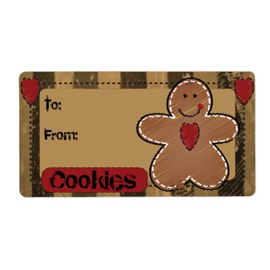 Cute Gingerbread Gift Tag Etiket (Voorkant)