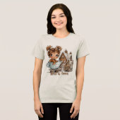 Cute Gingerbread Girl in Teacup Christmas Tri-Blend Shirt (Voorkant volledig)
