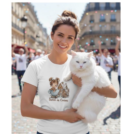Cute Gingerbread Girl in Teacup Christmas Tri-Blend Shirt
