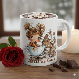 Cute Gingerbread Girl in Teacup Christmas  Tweekleurige Koffiemok