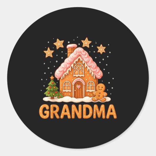 Cute Gingerbread Grandma Merry Christmas Funny  Ronde Sticker (Voorkant)