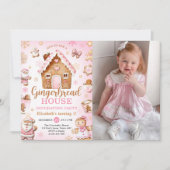 Cute Gingerbread House Decorating Birthday Photo Kaart (Voorkant)