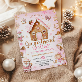 Cute Gingerbread House Decorating Holiday Party Kaart