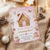 Cute Gingerbread House Girl Birthday Party Kaart