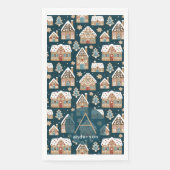 Cute Gingerbread Houses & Cookies Blauwe Kerstmis Servet (Voorkant)