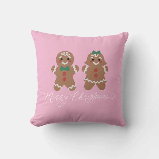 Cute gingerbread kids with bows kussen (Voorkant)