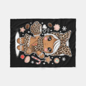 Cute Gingerbread Leopard Christmas Xmas Girl Women Fleece Deken (Voorkant (Horizontaal))
