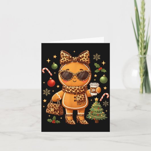 Cute Gingerbread Leopard Christmas Xmas Girl Women Kaart (Voorkant)
