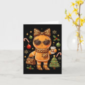 Cute Gingerbread Leopard Christmas Xmas Girl Women Kaart (Gele Bloem)