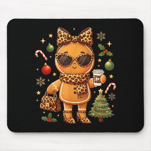 Cute Gingerbread Leopard Christmas Xmas Girl Women Muismat (Voorkant)