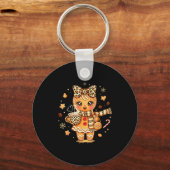 Cute Gingerbread Leopard Christmas Xmas Girl Women Sleutelhanger (Voorkant)